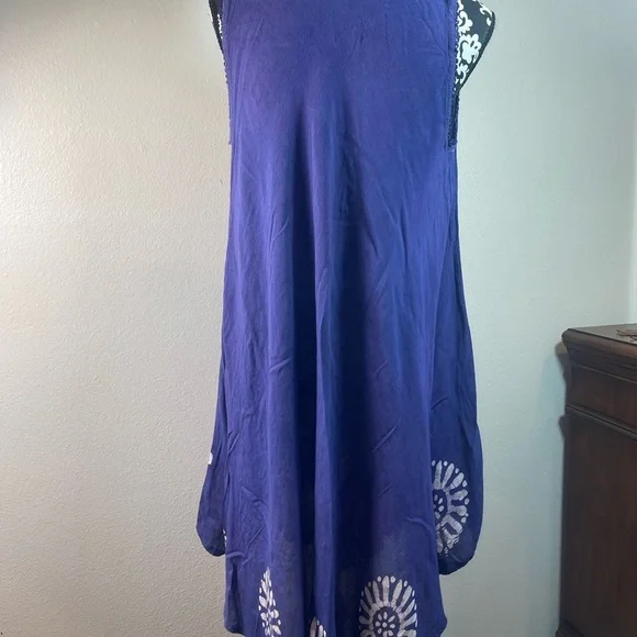 True Rock Purple Floral Embroidered Sleeveless Shift Dress Boho One Size - Picture 7 of 9